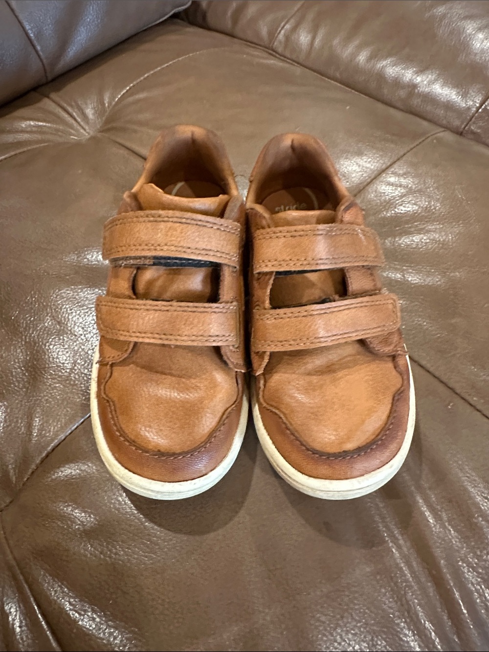 Stride Rite Kids Tan Leather Velcro Sneakers 11M